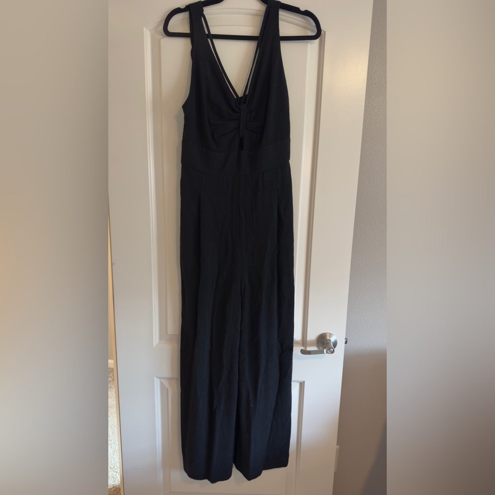 NWOT Jumpsuit Wide Leg Sleeveless V Neck Casual Dressy Linen, size S - Picture 4 of 5